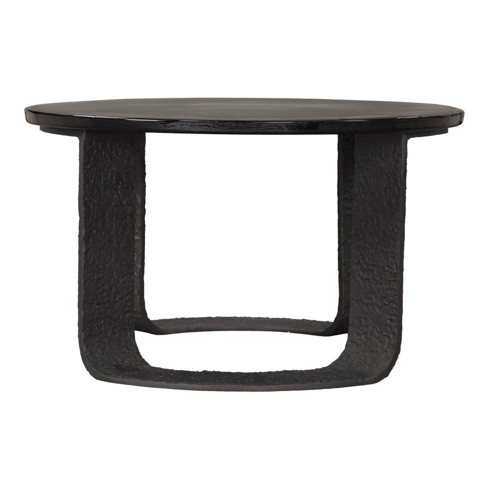 32" Black Glass and Aluminum Round Pedestal Coffee Table HomeRoots