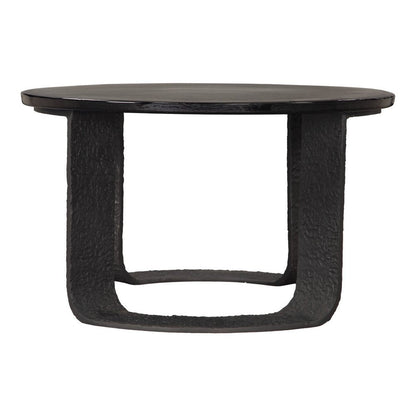 32" Black Glass and Aluminum Round Pedestal Coffee Table HomeRoots