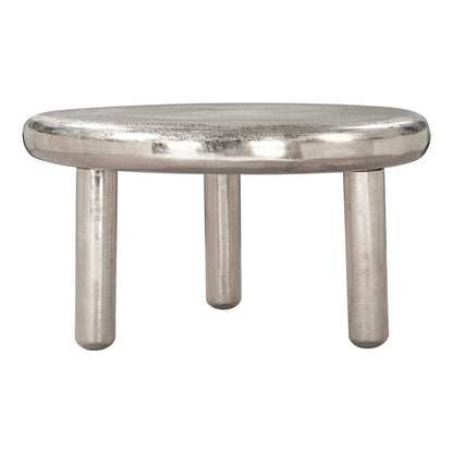32" Silver Aluminum Round Pedestal Coffee Table HomeRoots