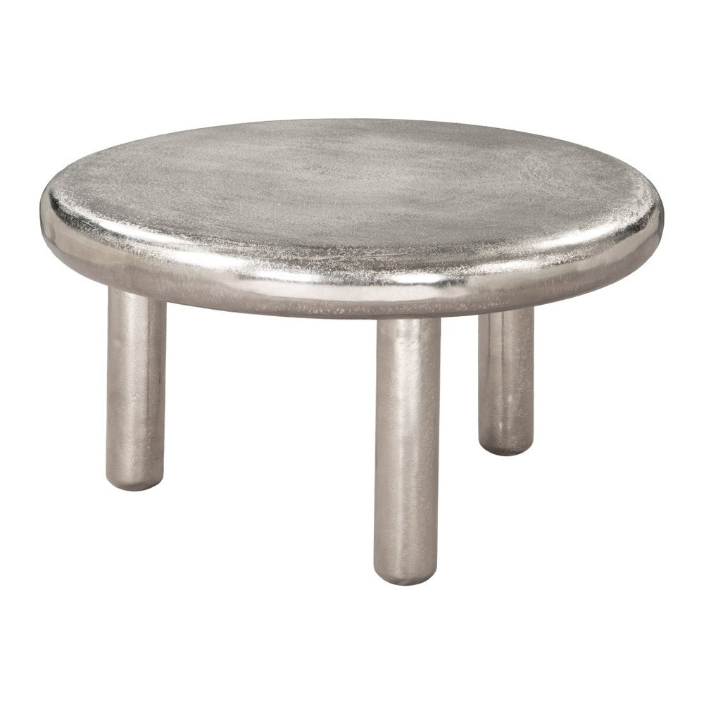 32" Silver Aluminum Round Pedestal Coffee Table — view 5