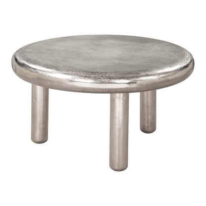 32" Silver Aluminum Round Pedestal Coffee Table HomeRoots