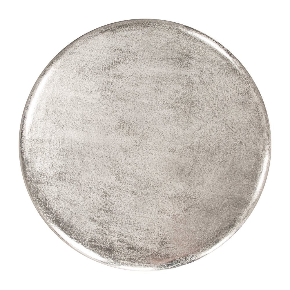 32" Silver Aluminum Round Pedestal Coffee Table — view 3