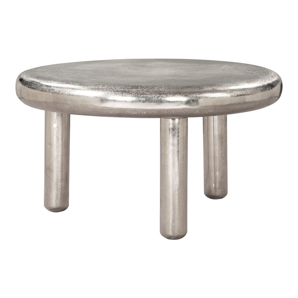 32" Silver Aluminum Round Pedestal Coffee Table — view 7