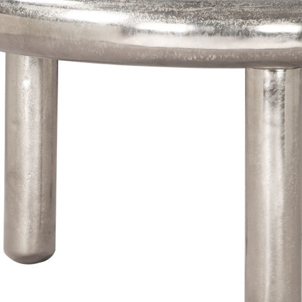 32" Silver Aluminum Round Pedestal Coffee Table — view 6