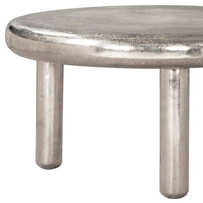 32" Silver Aluminum Round Pedestal Coffee Table HomeRoots