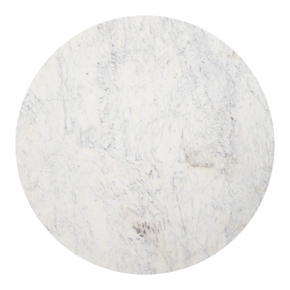 51" White and Black Marble and Wood Pedestal Base Round Top Dining Table HomeRoots