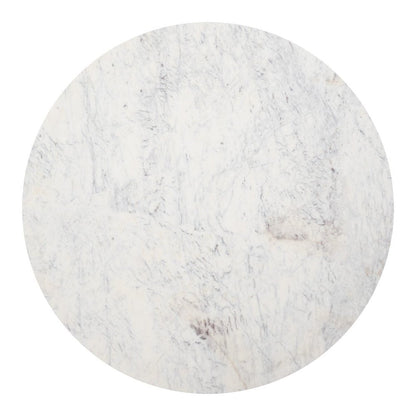 51" White and Black Marble and Wood Pedestal Base Round Top Dining Table HomeRoots