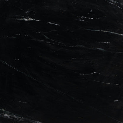 48" Black Marble and Wood Pedestal Base Round Top Dining Table HomeRoots