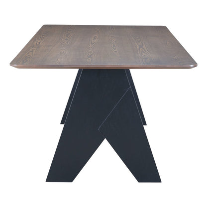 79" Espresso and Black Solid Wood Cross Leg Base Dining Table HomeRoots