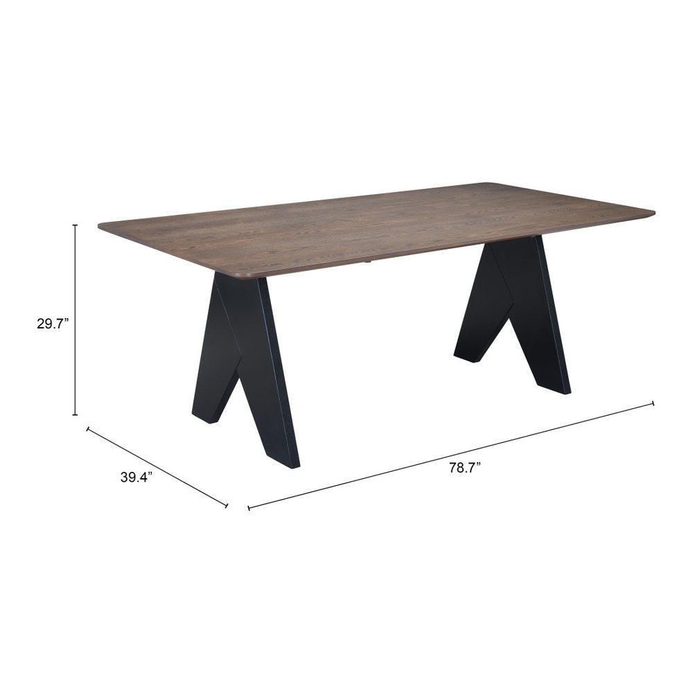 79" Espresso and Black Solid Wood Cross Leg Base Dining Table HomeRoots