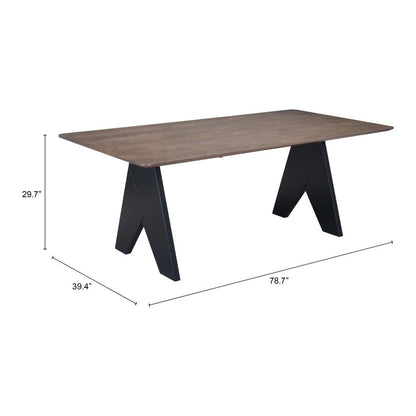 79" Espresso and Black Solid Wood Cross Leg Base Dining Table HomeRoots