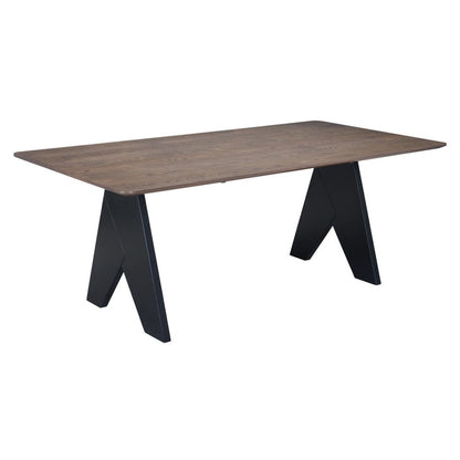 79" Espresso and Black Solid Wood Cross Leg Base Dining Table HomeRoots