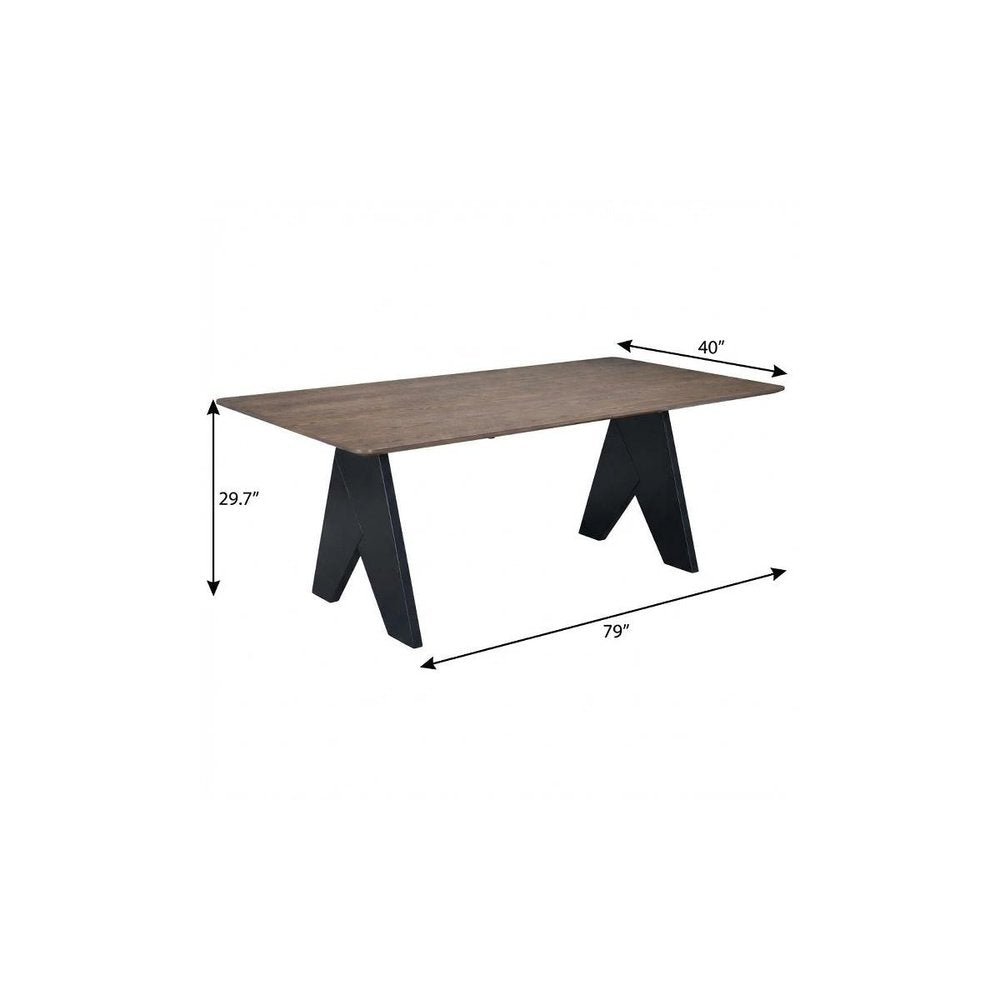 79" Espresso and Black Solid Wood Cross Leg Base Dining Table HomeRoots