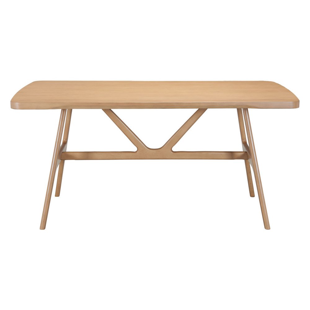 63" Natural Solid Wood Trestle Base Dining Table HomeRoots