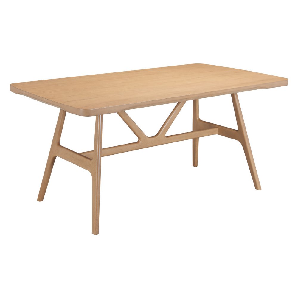 63" Natural Solid Wood Trestle Base Dining Table HomeRoots