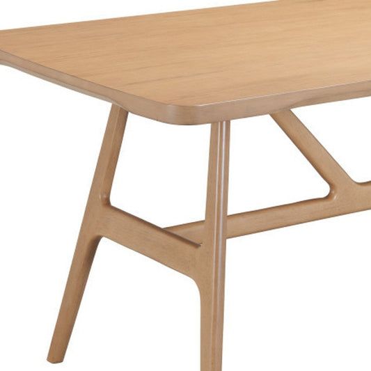 63" Natural Solid Wood Trestle Base Dining Table HomeRoots