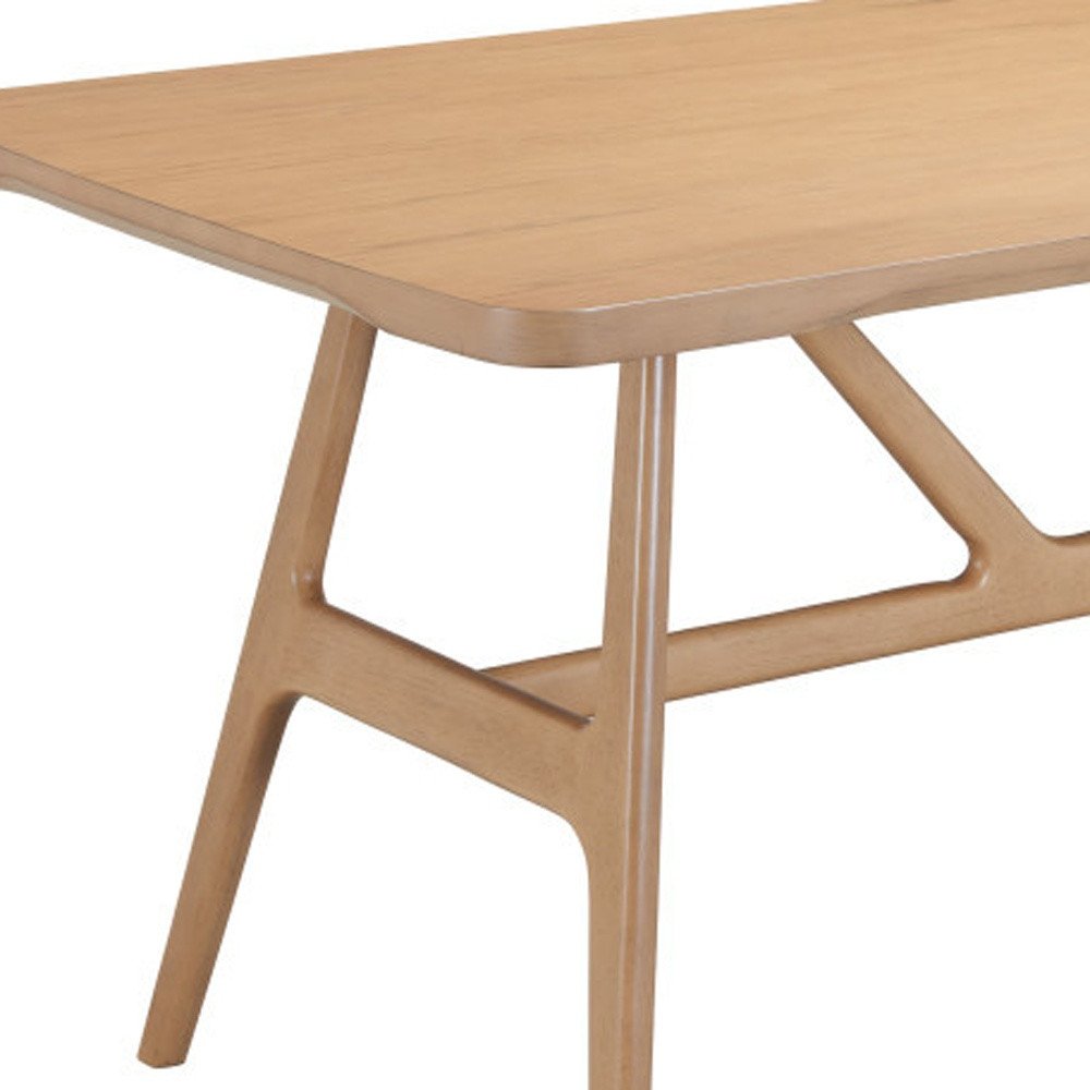 63" Natural Solid Wood Trestle Base Dining Table HomeRoots