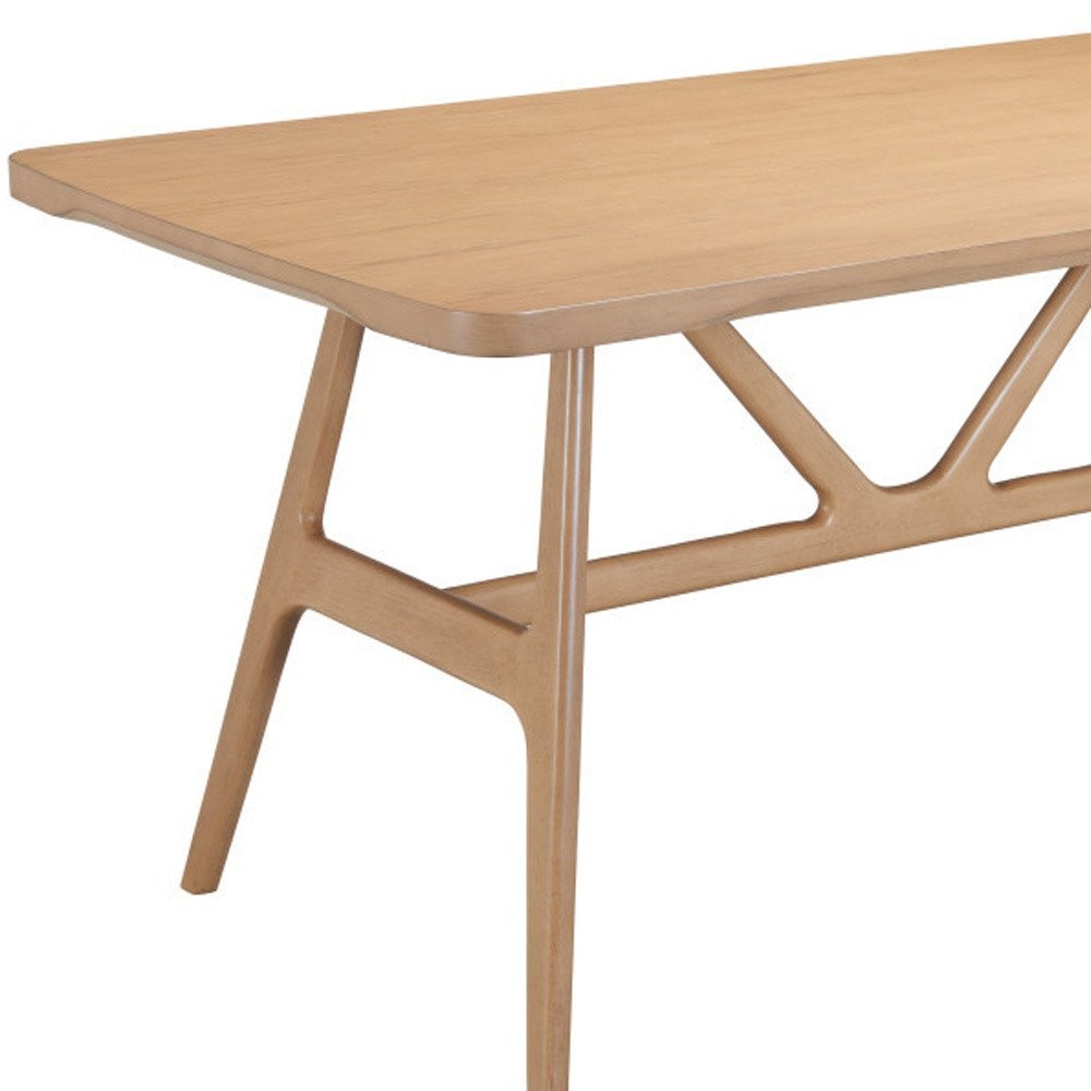 63" Natural Solid Wood Trestle Base Dining Table HomeRoots