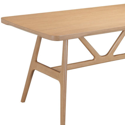 63" Natural Solid Wood Trestle Base Dining Table HomeRoots