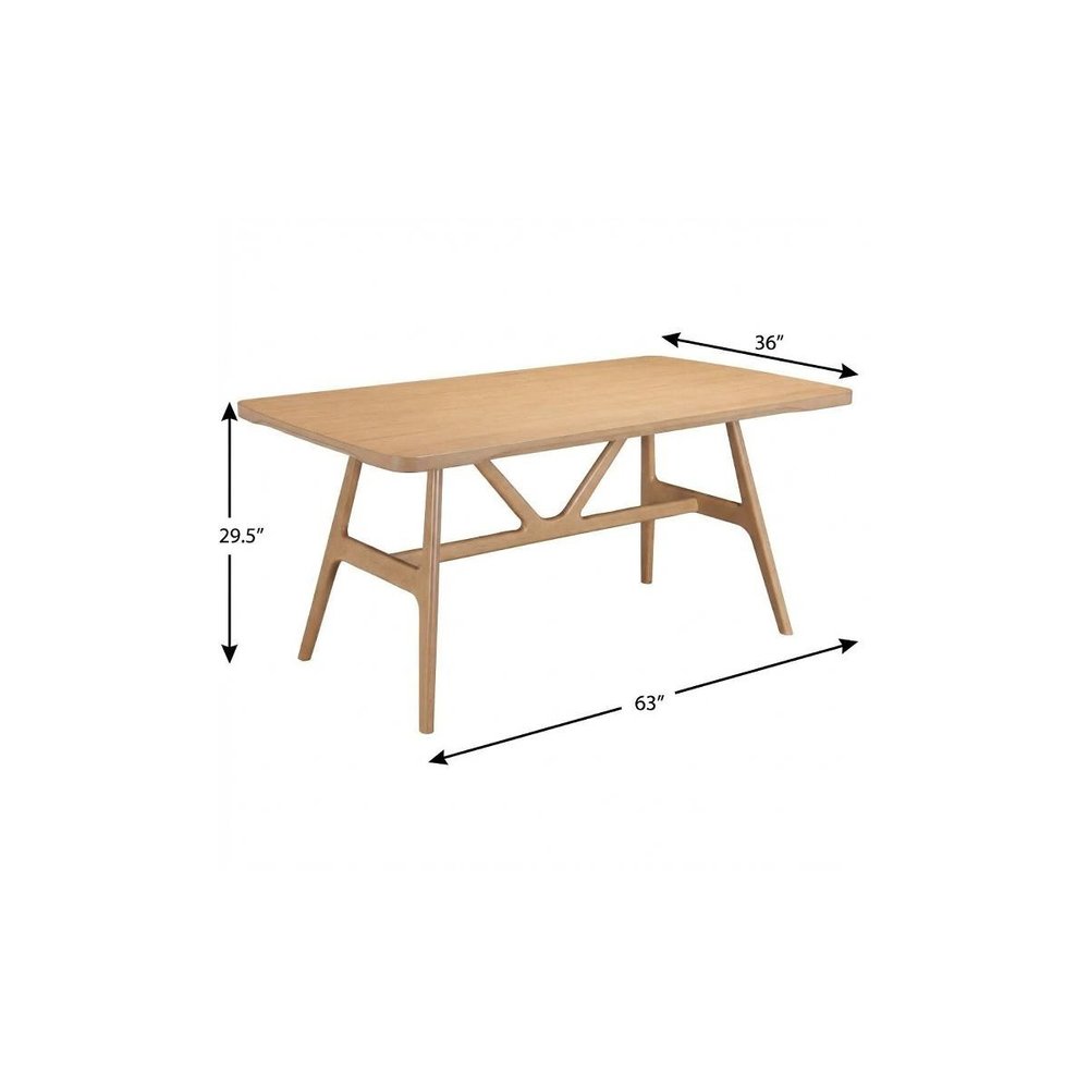 63" Natural Solid Wood Trestle Base Dining Table HomeRoots