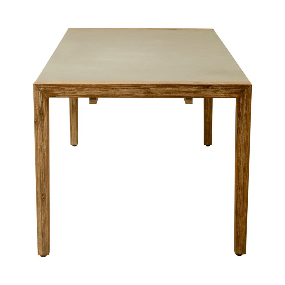 79" Gray and Natural Faux Concrete and Solid Wood Dining Table HomeRoots