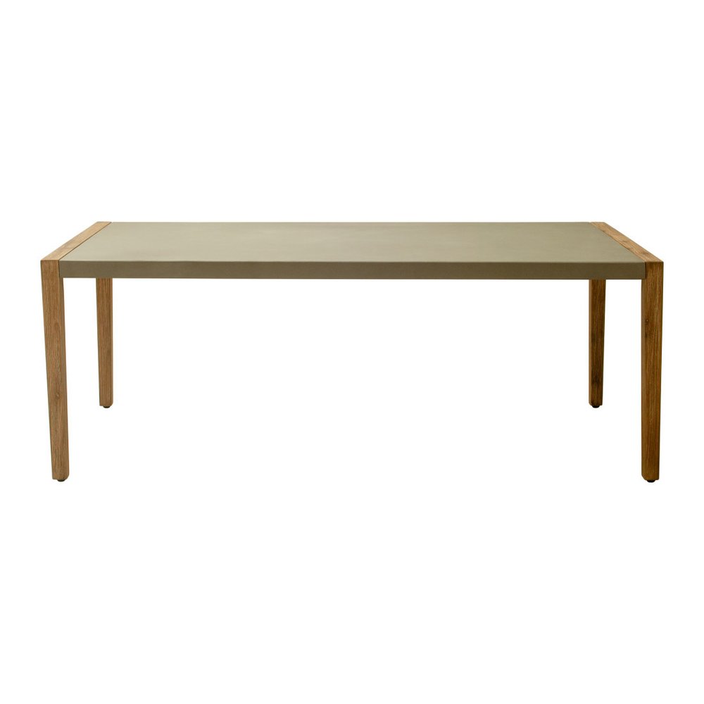 79" Gray and Natural Faux Concrete and Solid Wood Dining Table HomeRoots