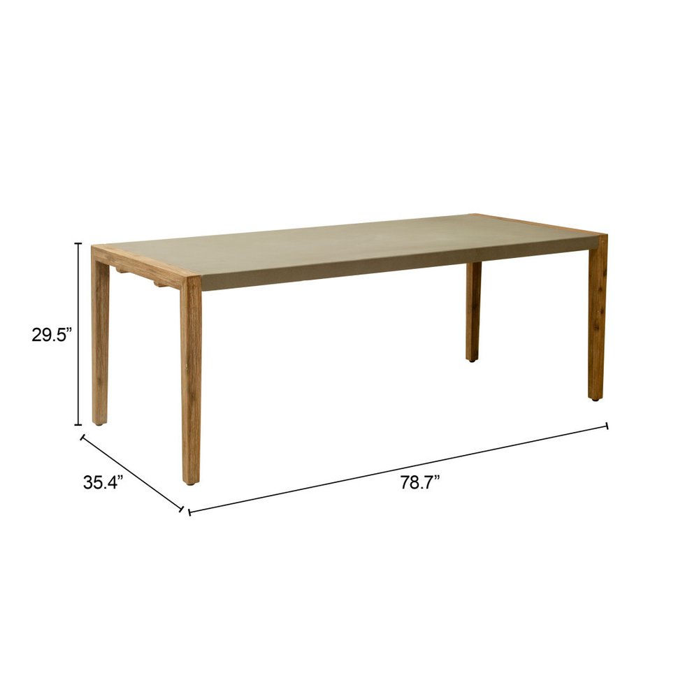 79" Gray and Natural Faux Concrete and Solid Wood Dining Table HomeRoots