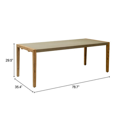79" Gray and Natural Faux Concrete and Solid Wood Dining Table HomeRoots