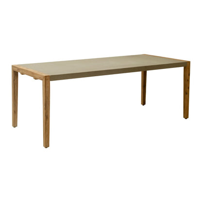 79" Gray and Natural Faux Concrete and Solid Wood Dining Table HomeRoots