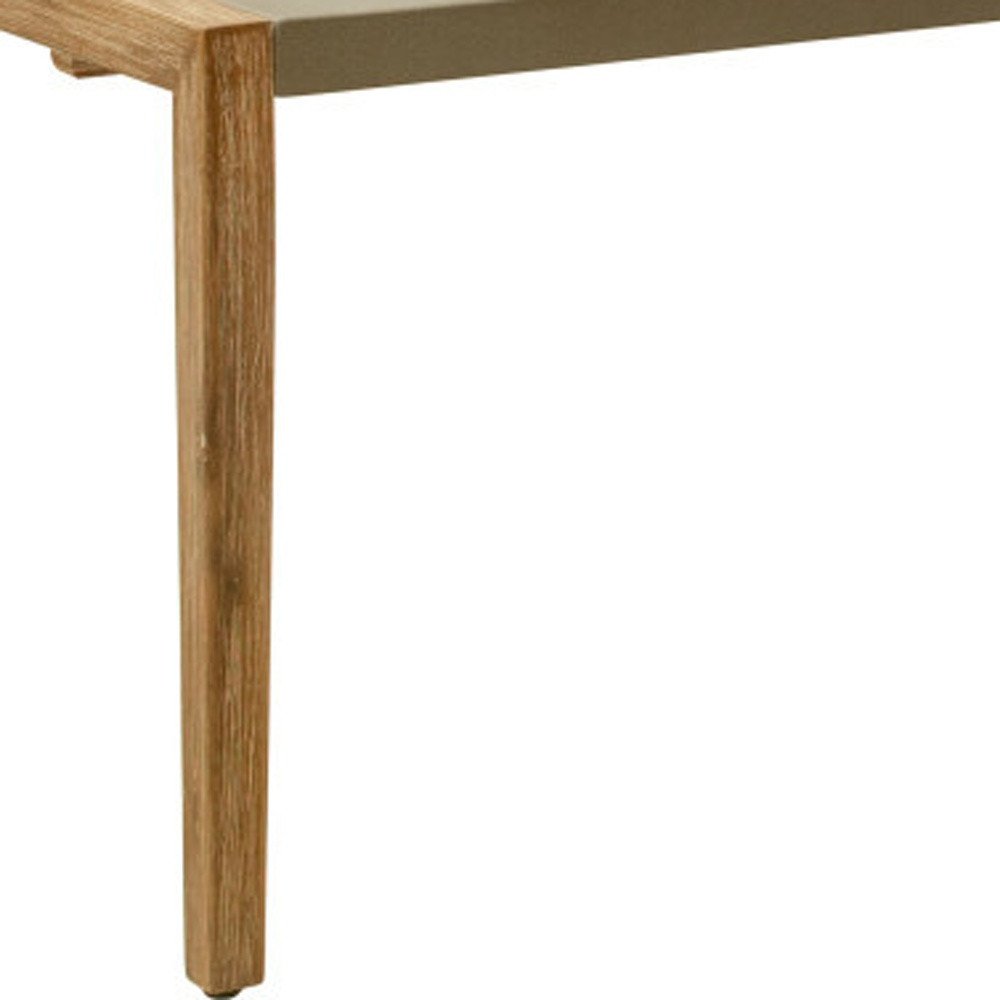 79" Gray and Natural Faux Concrete and Solid Wood Dining Table HomeRoots