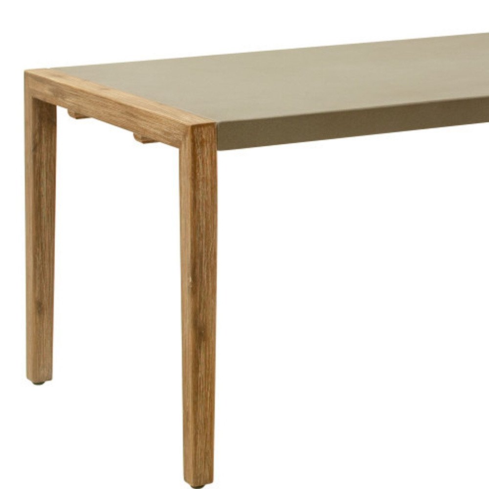79" Gray and Natural Faux Concrete and Solid Wood Dining Table HomeRoots