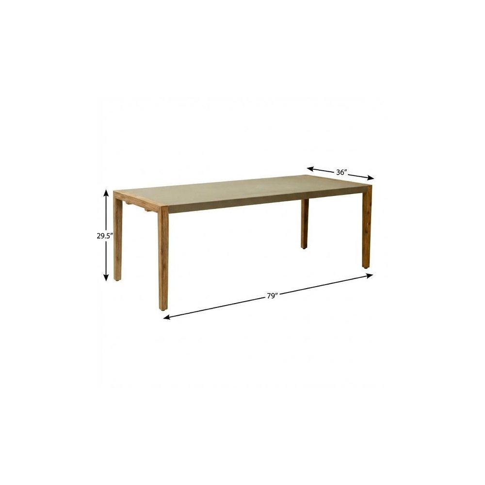 79" Gray and Natural Faux Concrete and Solid Wood Dining Table HomeRoots