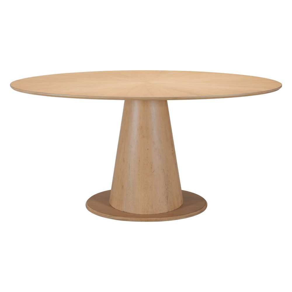 71" Natural Solid Wood Pedestal Base Oval Dining Table HomeRoots