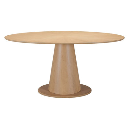 71" Natural Solid Wood Pedestal Base Oval Dining Table HomeRoots