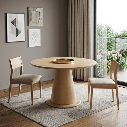 71" Natural Solid Wood Pedestal Base Oval Dining Table HomeRoots