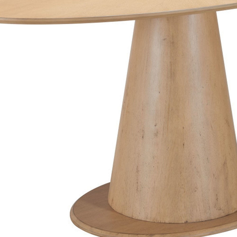 71" Natural Solid Wood Pedestal Base Oval Dining Table HomeRoots