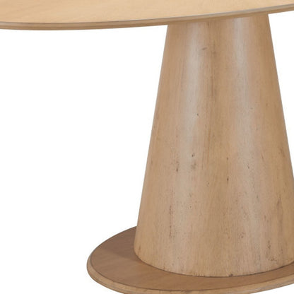 71" Natural Solid Wood Pedestal Base Oval Dining Table HomeRoots
