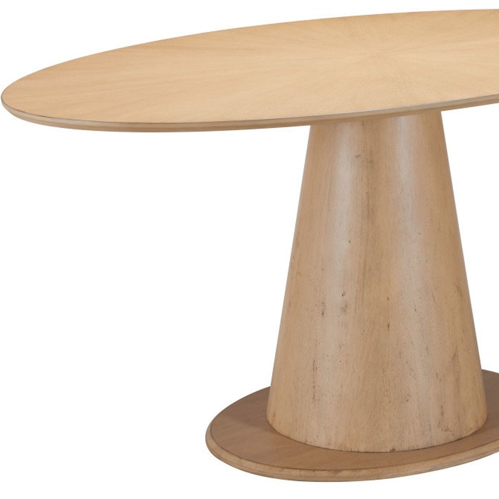 71" Natural Solid Wood Pedestal Base Oval Dining Table HomeRoots