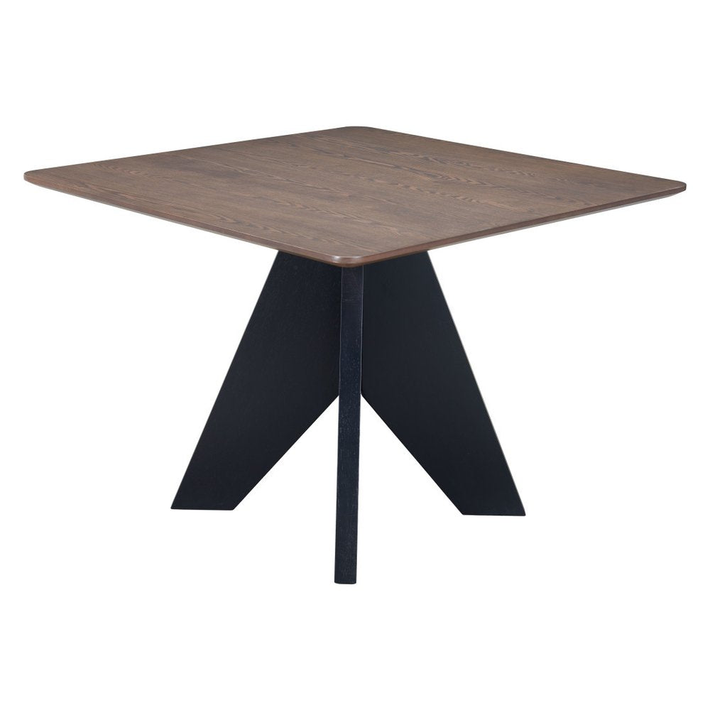 41" Espresso Wood Pedestal Base Square Dining Table HomeRoots