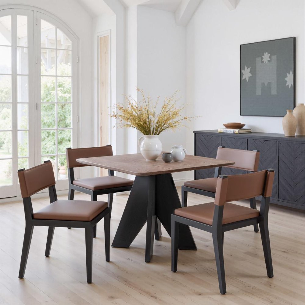 41" Espresso Wood Pedestal Base Square Dining Table HomeRoots
