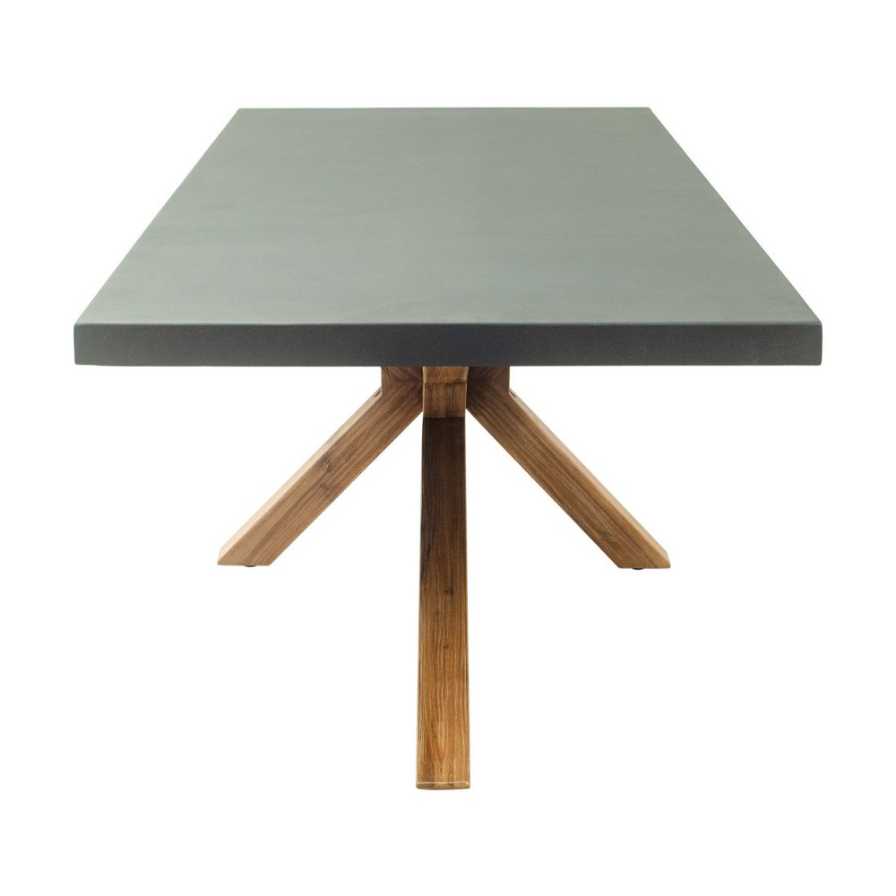 95" Gray and Natural Faux Concrete and Solid Wood Cross Leg Base Dining Table HomeRoots