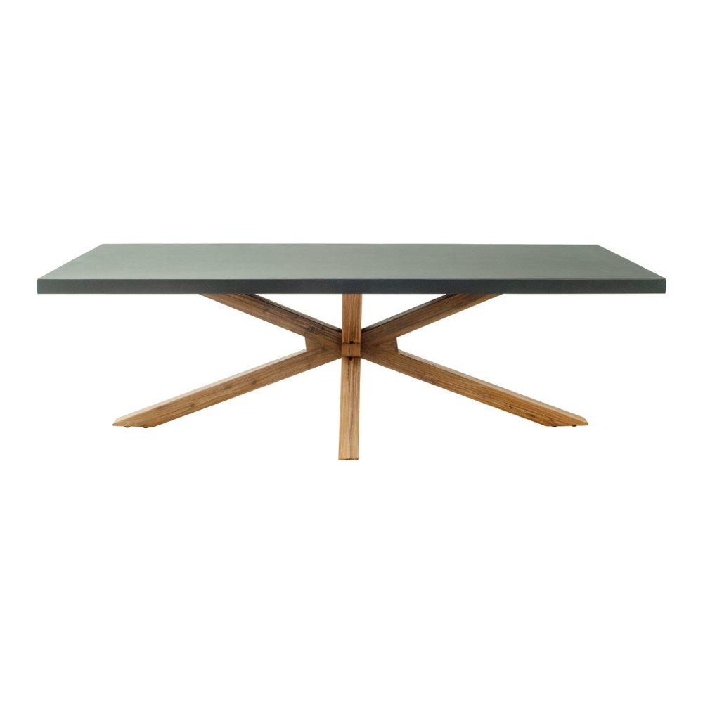 95" Gray and Natural Faux Concrete and Solid Wood Cross Leg Base Dining Table HomeRoots