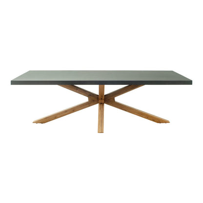 95" Gray and Natural Faux Concrete and Solid Wood Cross Leg Base Dining Table HomeRoots