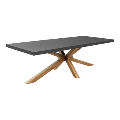 95" Gray and Natural Faux Concrete and Solid Wood Cross Leg Base Dining Table HomeRoots