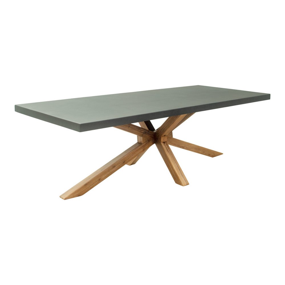 95" Gray and Natural Faux Concrete and Solid Wood Cross Leg Base Dining Table HomeRoots