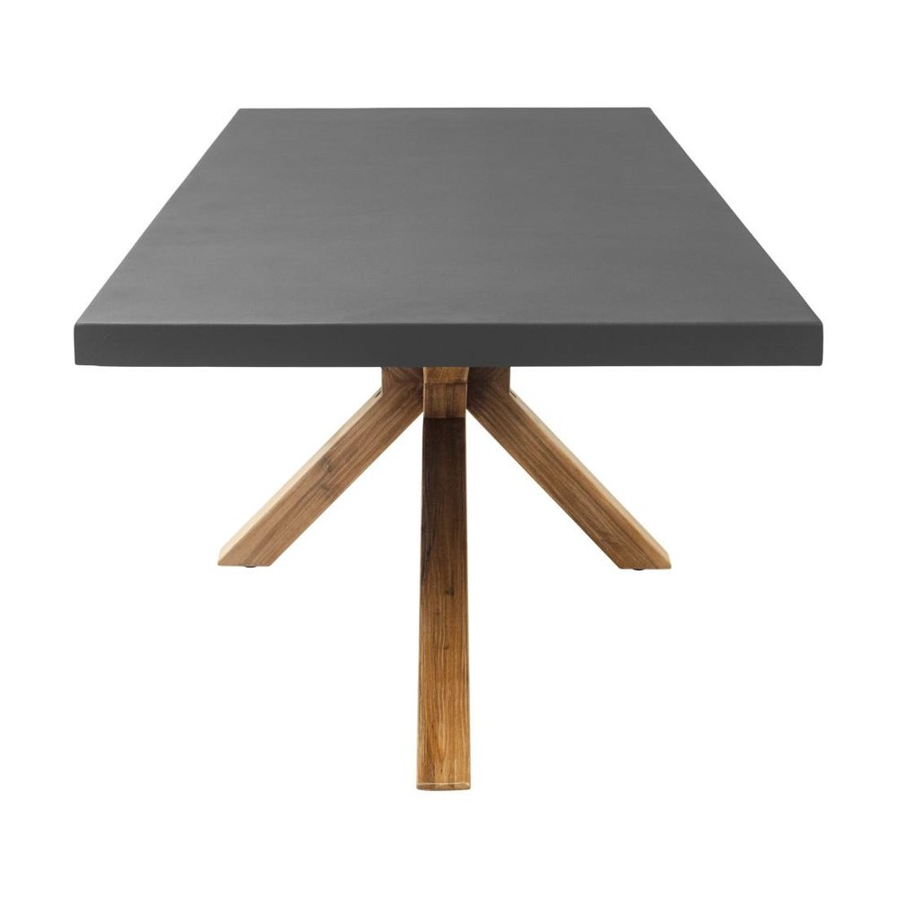 95" Gray and Natural Faux Concrete and Solid Wood Cross Leg Base Dining Table HomeRoots