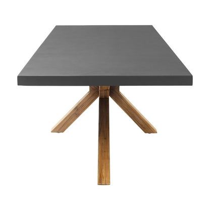95" Gray and Natural Faux Concrete and Solid Wood Cross Leg Base Dining Table HomeRoots