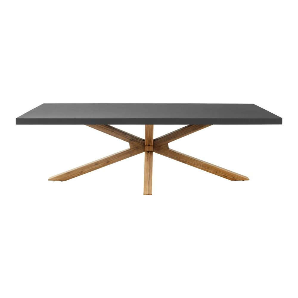 95" Gray and Natural Faux Concrete and Solid Wood Cross Leg Base Dining Table HomeRoots