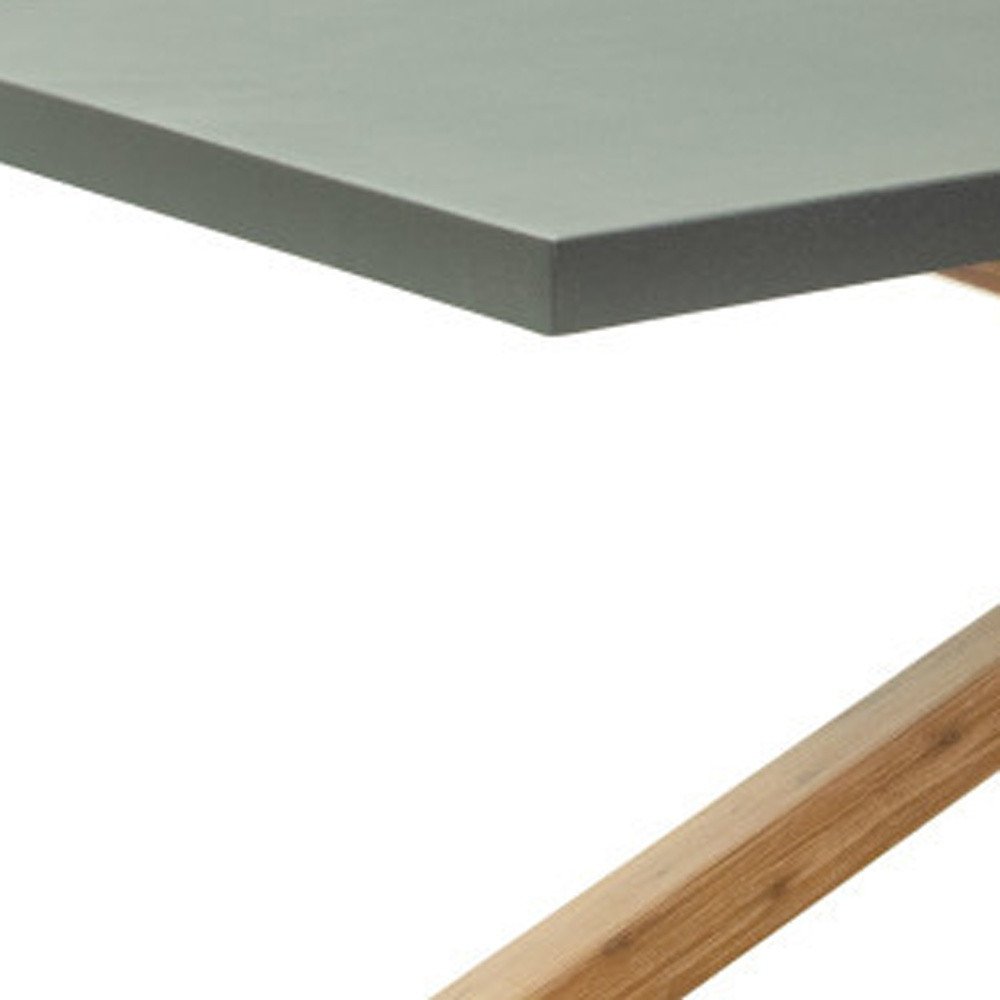 95" Gray and Natural Faux Concrete and Solid Wood Cross Leg Base Dining Table HomeRoots