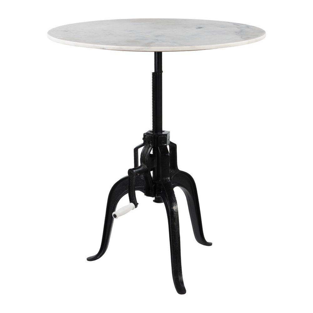 34" White and Black Marble and Iron Adjustable Height Round Bar Table — view 7